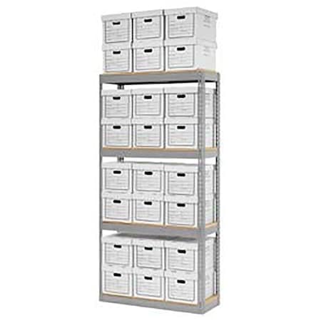 Global Industrial Record Storage Open With Boxes 42W x 15D x 84H, Gray B2297397